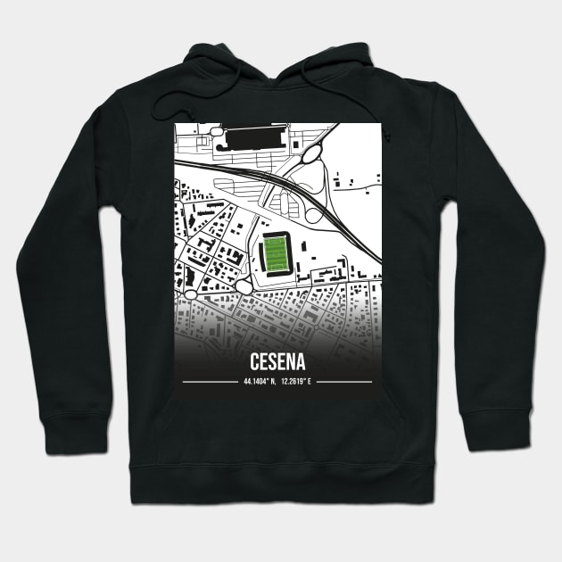 Cesena FC Stadium Map Design Hoodie by TopFootballStadiums